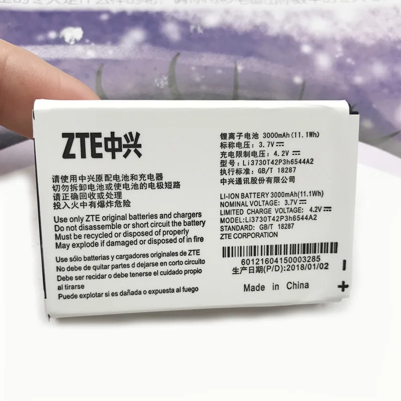 Оригинальный аккумулятор Li3730T42P3h6544A2 3000 мАч для ZTE MF286 MF96 MF96U Z289L T mobile Sonic 2 0