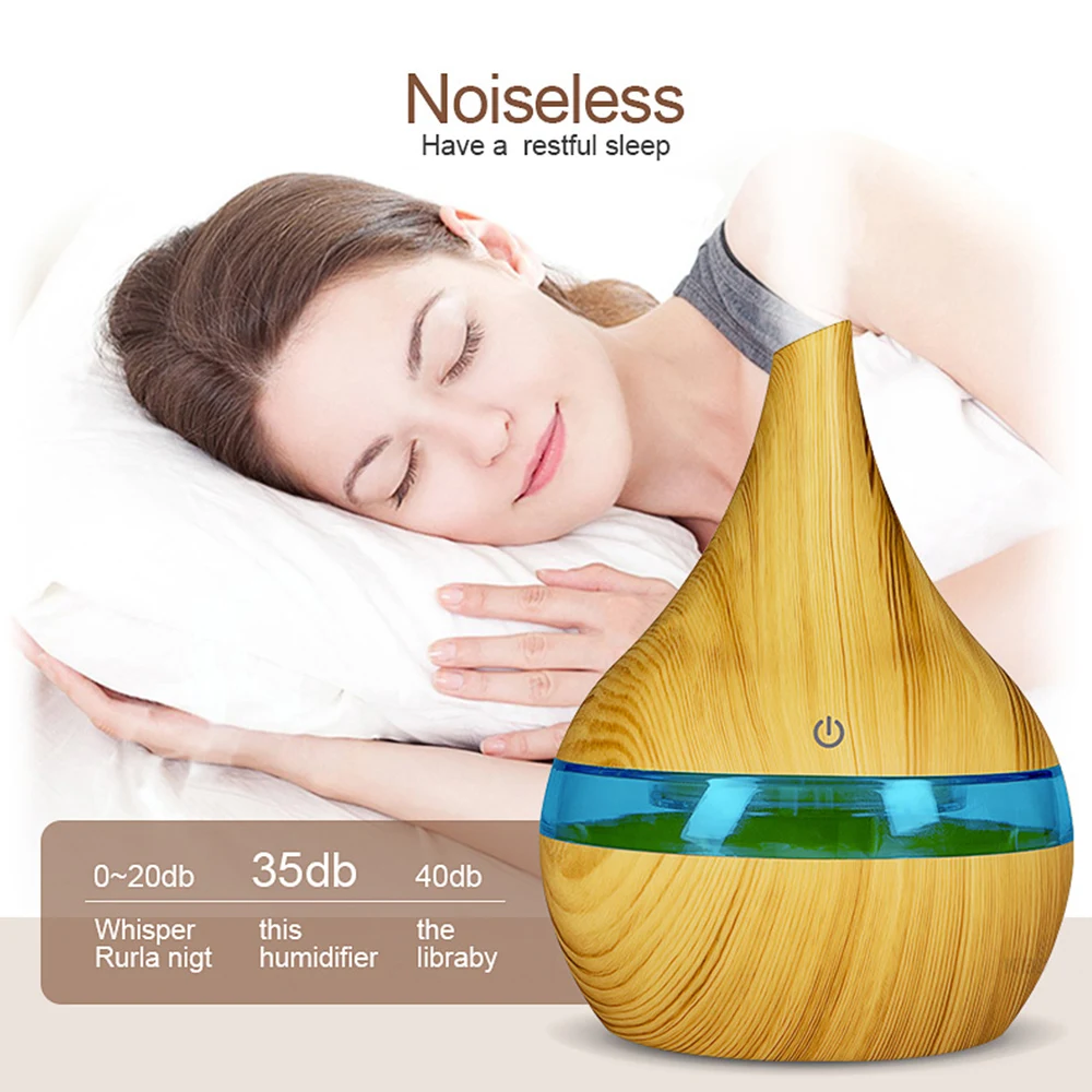 300ml USB Electric Aroma air diffuser wood grain Ultrasonic humidifier cool mist maker with 7 colors lights | Бытовая техника