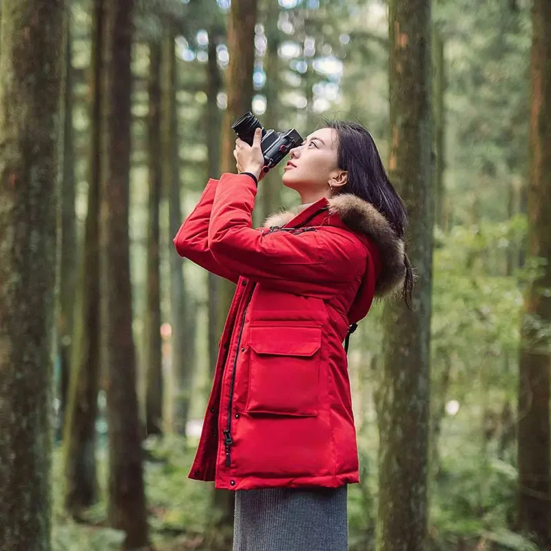 

90 Points Outdoor Mid Length Goose Down Jacket Women and Men Grade 4 Water Splash Prevention Thermal Reflective Lining Warm