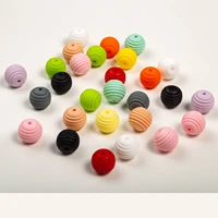 20pcs 15mm colorful screw thread silicone baby chew beads for making baby products diy silicone teething nursing pacifier chain