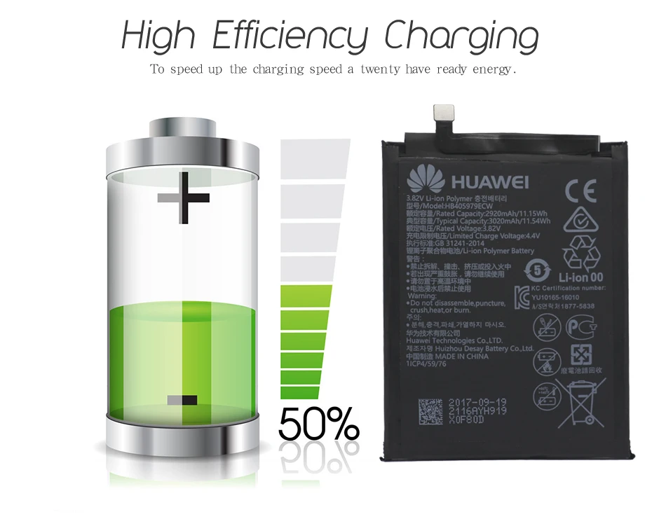 Huawei аккумулятор для телефона HB405979ECW для huawei Nova/Enjoy 6S Honor 6A 6C 8A/7A Pro/Y5/Y6 Pro P9 Lite Mini 2920mAh