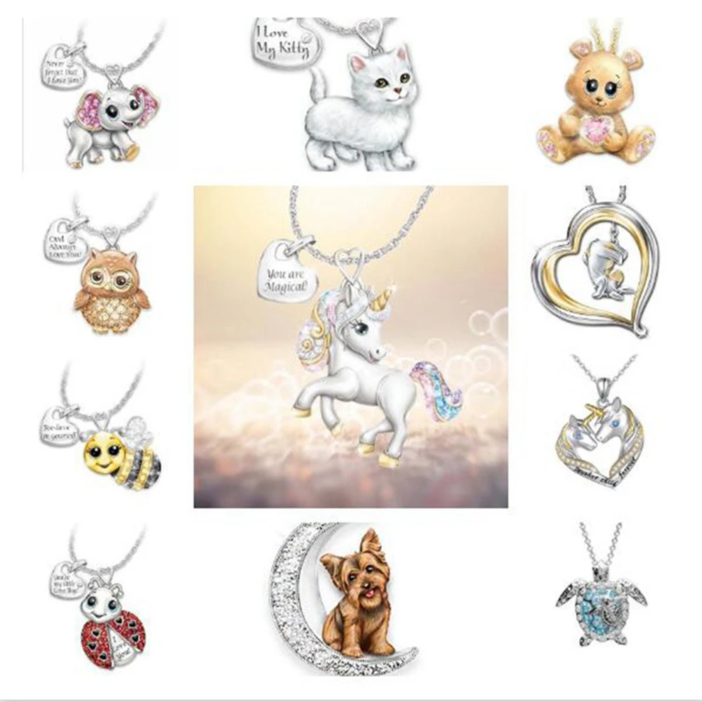 2020 радужные ожерелья с единорогом для женщин и девочек милые подарки животными