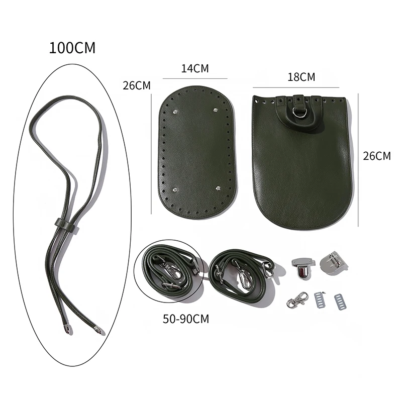 

New Handbag Shoulder Strap Woven Bag Set PU Leather Bag Bottoms With Hardware Accessories For DIY Handmade Bag Backpack 7pcs Set