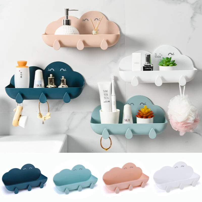 

Bathroom Shelves Rack Shower Caddy Organizer For Wall Mounted Hooks Kitchen Seasoning Storage Rack Shampoo Tray Stand Book Shelf