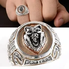Мужское кольцо с головой медведя в стиле ретро, кольцо на палец в готическом стиле, панк, байкерском стиле, модное кольцо с изображением животных и медведя, аксессуары, подарок