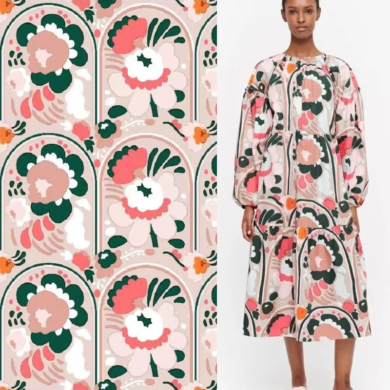 

2022 flower polyester fashion printed fabric for dress needlework shirt brand logo clothing design textile sewing material