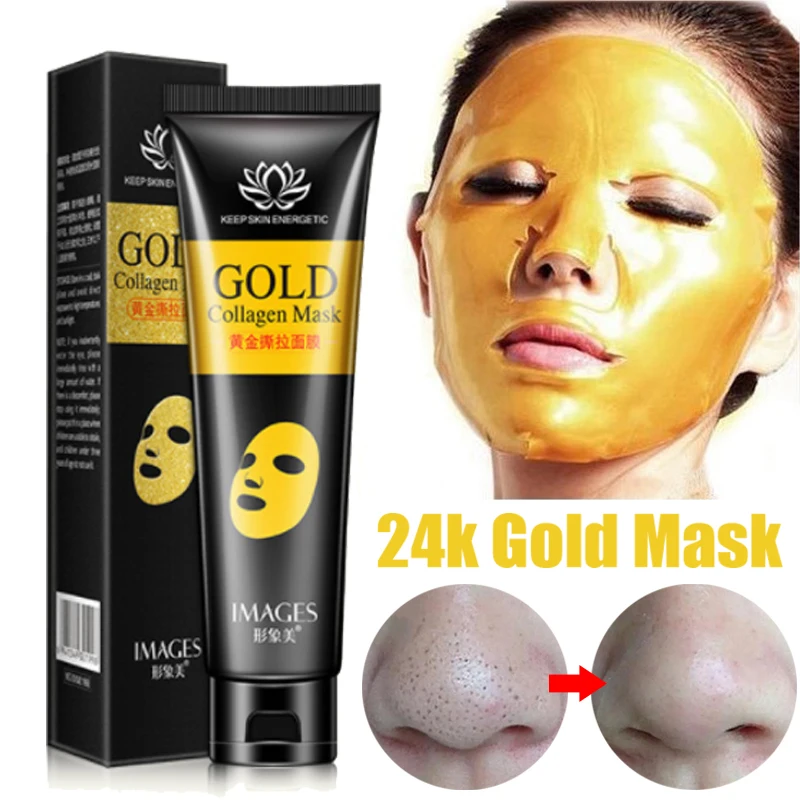 

24K Gold Collagen Face Mask Moisturizing Oil-control Deep Cleansing Blackhead Remove Peel Off Facial Mask Skin Care Shrink Pore