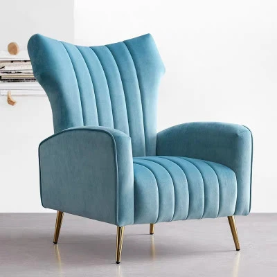 

ChinaFurniture processing and production factory modern light luxury fabric single sofa with stainless steel foot