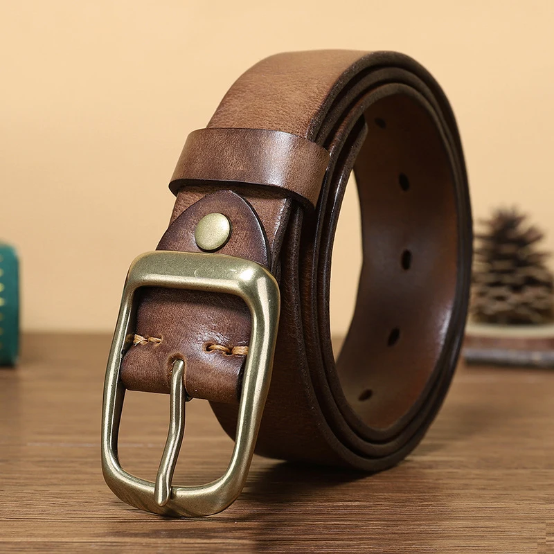 

fashion men High quality genuine leather belt luxury designer belts men new copper buckle Strap male Jeans for man cowboy