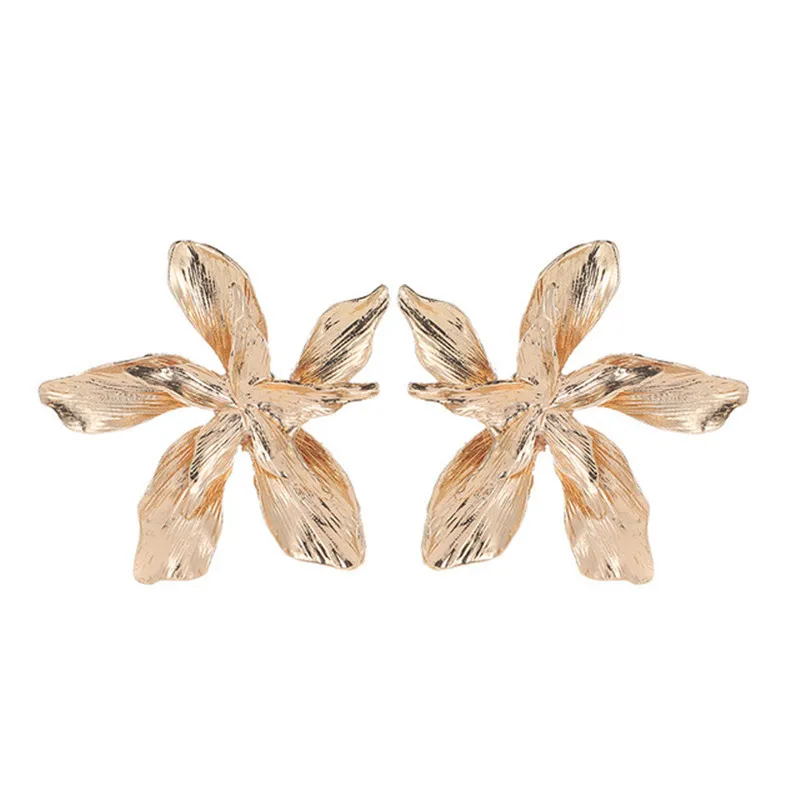 

2021 New simple metal Flower Earrings Fashion five petal flower earrings individual creative trinkets ear rings for woman