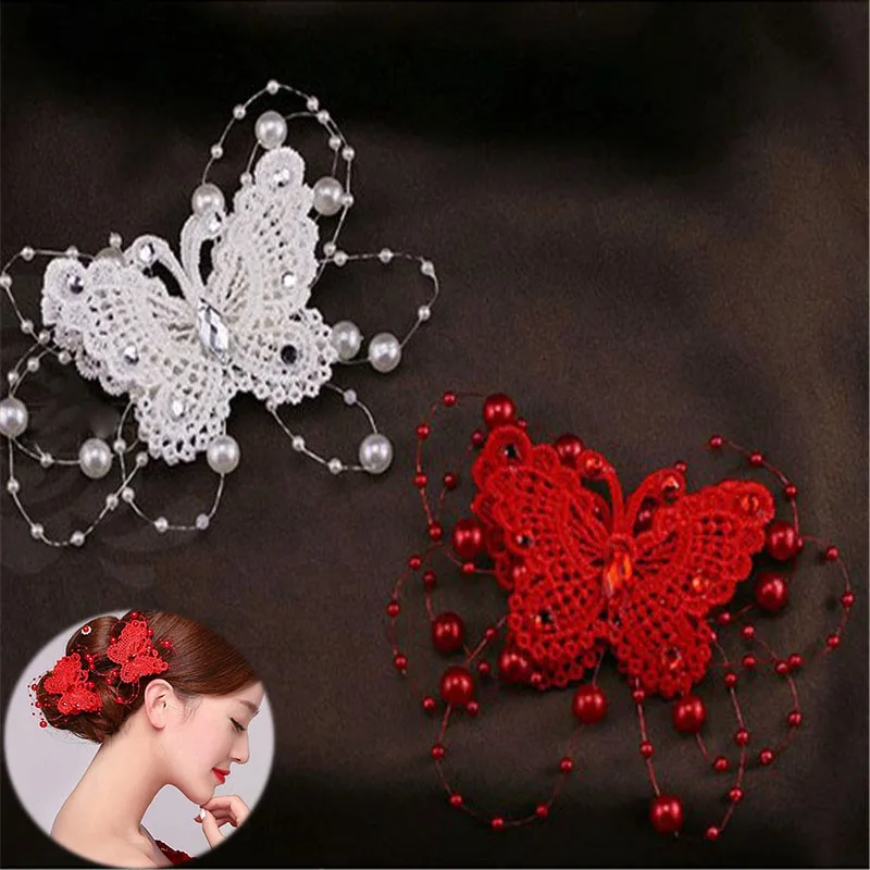 

Diamante Rhinestone-Pearl Butterfly Girl-Communion-Bridesmaid Hair Clip-Flower