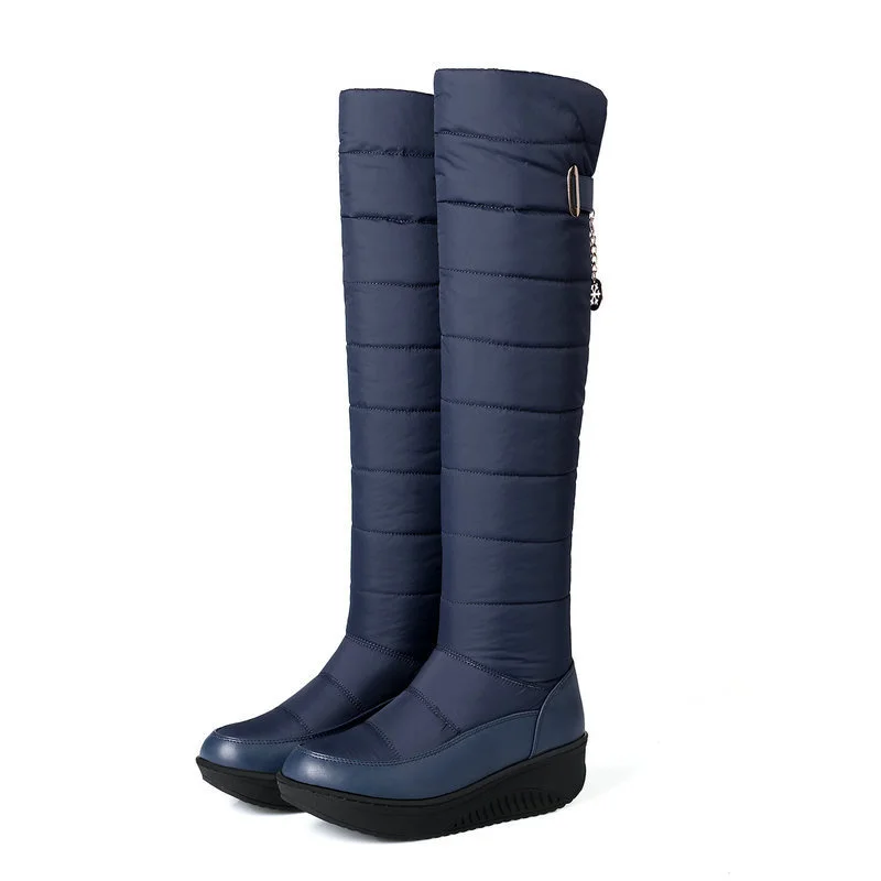 

snow and snow boots women's thick soled long boots soled high boots flat bottomed knee down