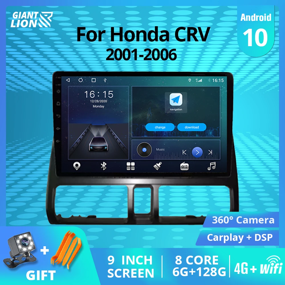 2DIN Android10.0 Car Radio For Honda CRV 2001-2006 GPS Navigation Stereo Receiver Car Video DSP Auto Radio Car Multimedia Player