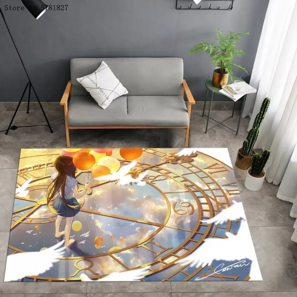 

Ковер с часами и 3D принтом для девочек, мультяшный коврик, для спальни, для гостиной, ковер, домашний текстиль, детский игровой коврик, наполь...