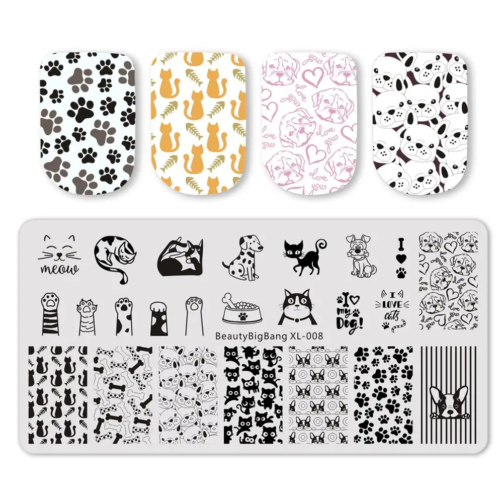 

Трафареты BeautyBigBang 6*12 см для стемпинга ногтей с изображением кошек и собак, трафареты для стемпинга ногтей, шаблон для дизайна ногтей, форма ...