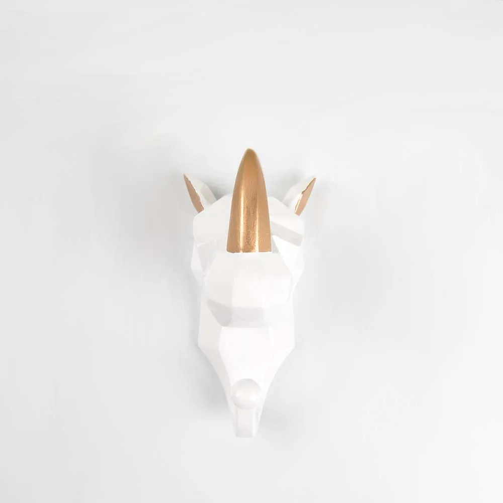 white Rhinoceros 1 шт., олень, слон, единорог, носорог, голова животного, полимерный крючок, витрина для одежды, крючок для стоек, пальто, вешалка, кепка, декор комнаты, шоу, настенная сумка - Цвет: white Rhinoceros