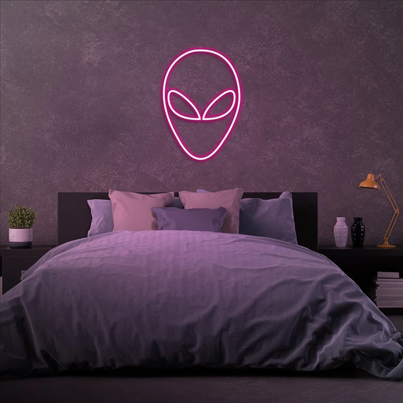 Alien face neon sign,Custom Led Neon Light Signs Decoration For Room Decor Birthday Party Wedding Decoration