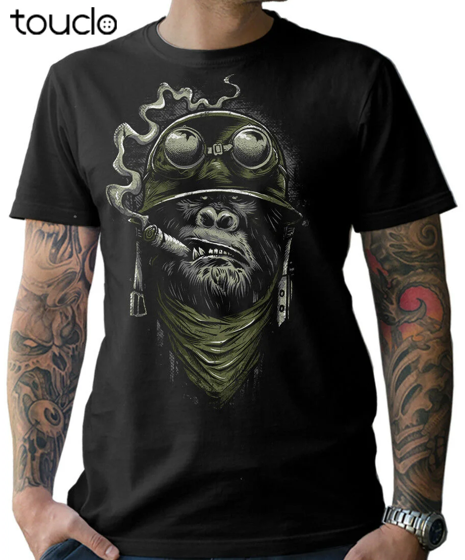 

Cool Biker T-Shirt-Gorilla Monkey Motorcycle Chopper Bobber Oldschool Mens Tee Unisex