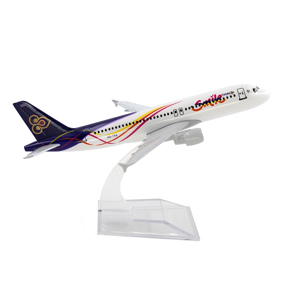 

1/400 Scale Alloy Aircraft Airbus a320 THAI Smile 16cm Plane Model Toys Decoration Children Kids Gift for Collection