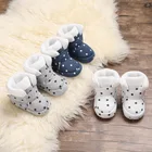 Носки для маленьких мальчиков и девочек; Обувь для малышей; Однотонные ботиночки для малышей; Хлопковые зимние мягкие Нескользящие теплые ботиночки для новорожденных и малышей 0-18 месяцев