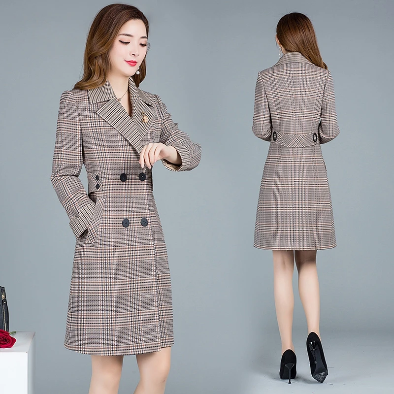 

Пальто женское классическое, двубортное, ветровка с длинным рукавом