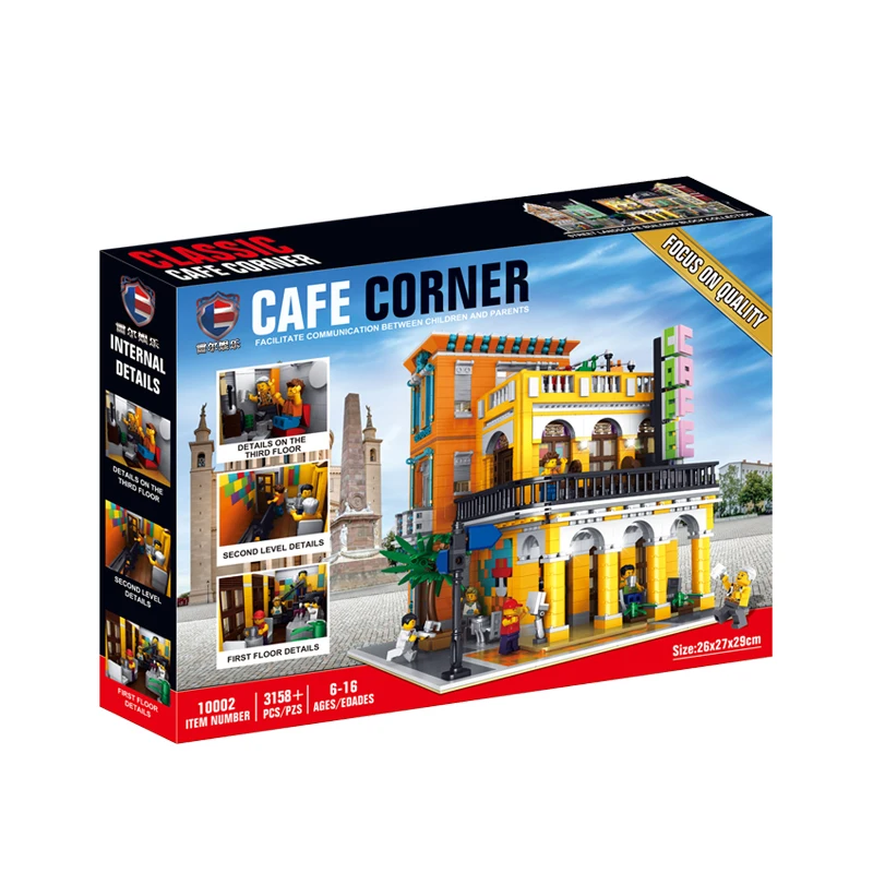 MOC Creator expert City Series view Кафе Магазин строительные блоки с фигурами Eduaction игрушки для