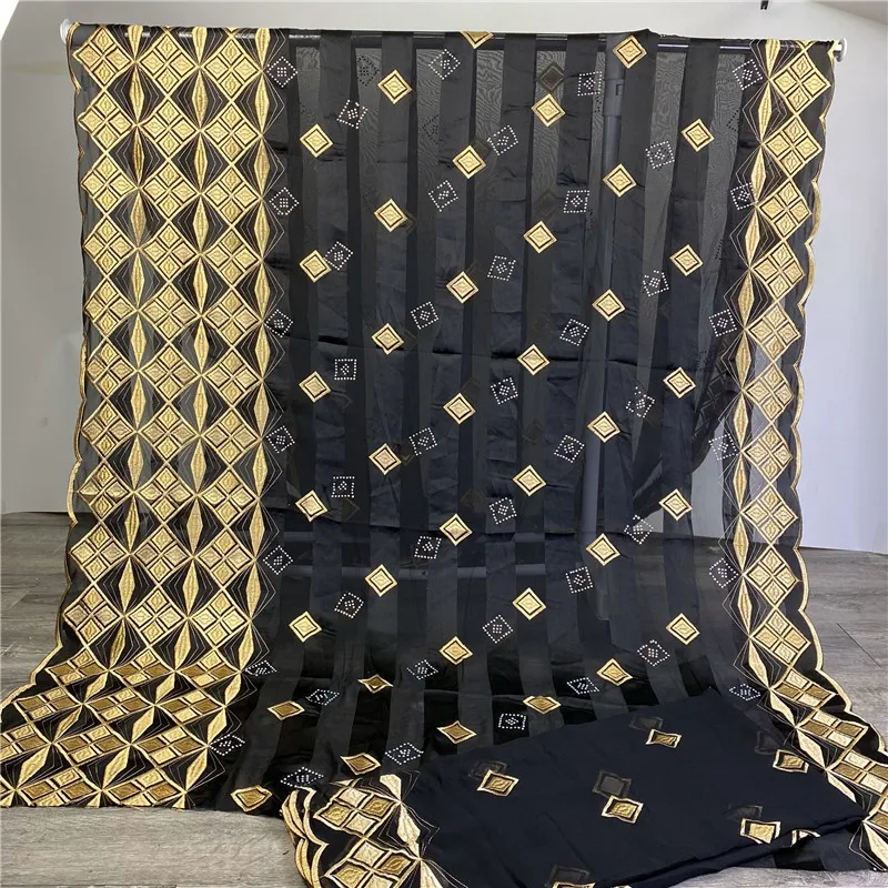 

5 + 2 ярда африканская вышивка модная 100% Чистая атласная лента шелковая ткань с принтом для мягкого шарфа платья Швейные материалы