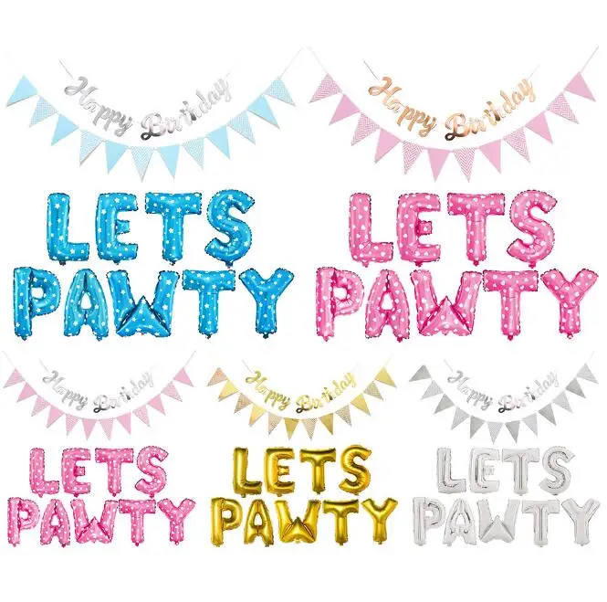 LETS PAWTY воздушные шары из фольги украшение на день рождения дети алфавит собаки