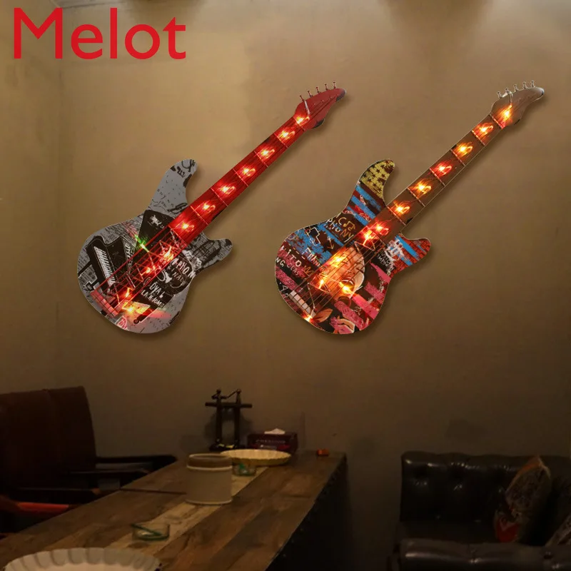 

Creative LED Lamp Adornment Guitar Accessories Bar Restaurant Wall Decoration Hangs Picture Metal Crafts Pendant Light Wholesale