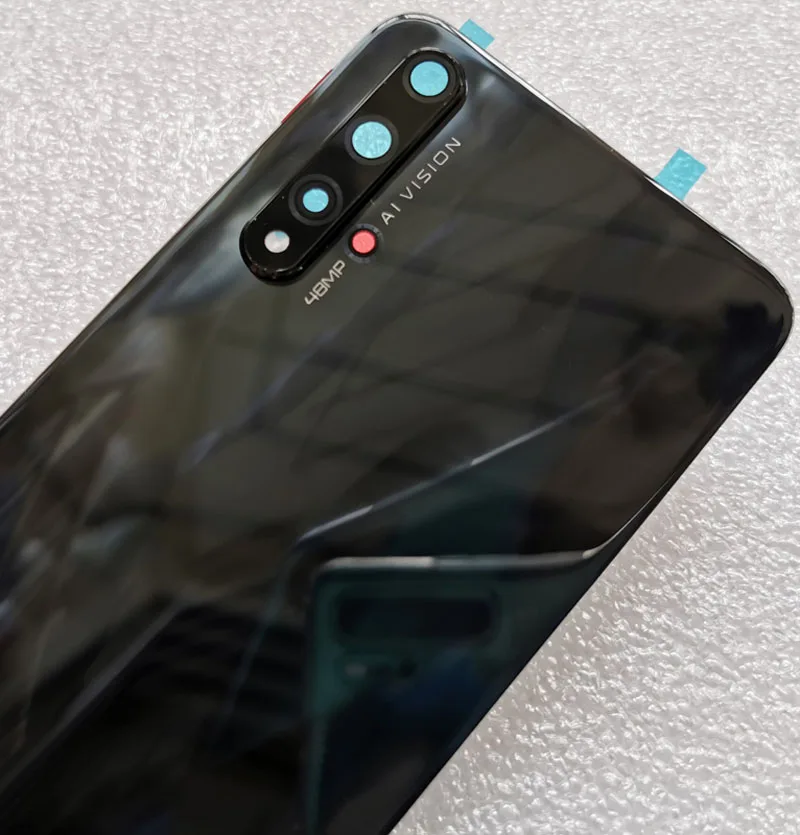 Для huawei Honor 20 Крышка батарейного отсека задняя дверь Корпус Задняя стеклянная Запчасти+ крышка вспышки+ объектив камеры