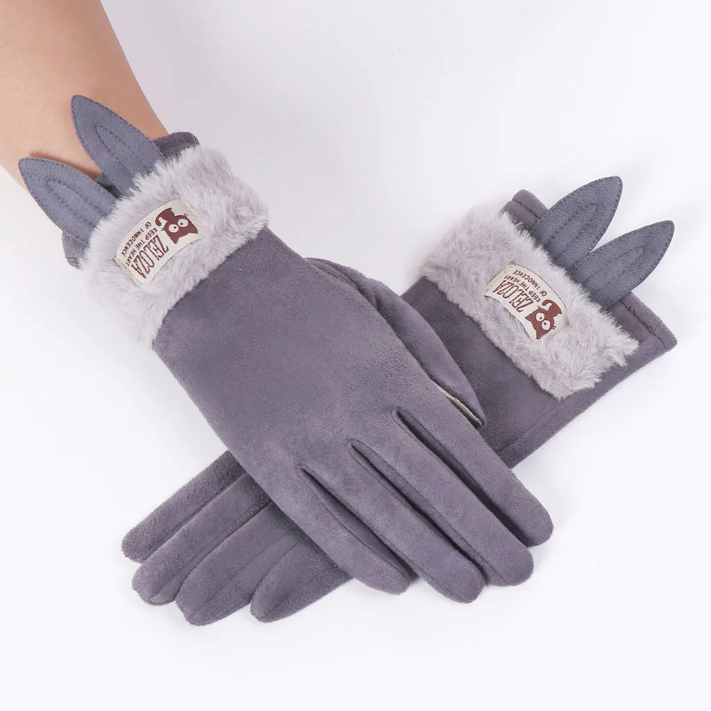 Женские зимние перчатки в стиле пэчворк с кроликом из мультфильма теплые