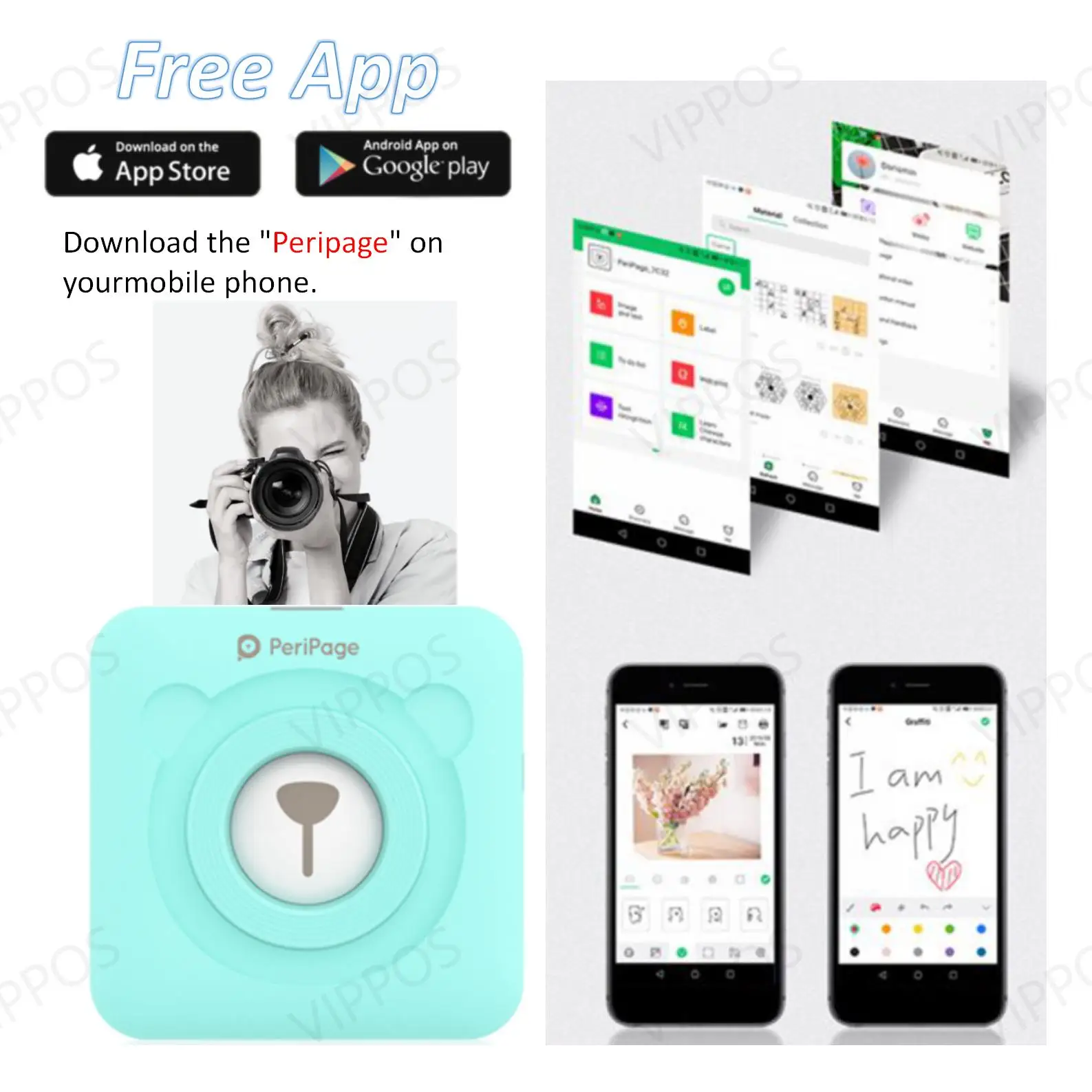 PeriPage 304 DPI карманный мини-принтер с Bluetooth для фотографий беспроводной переносной