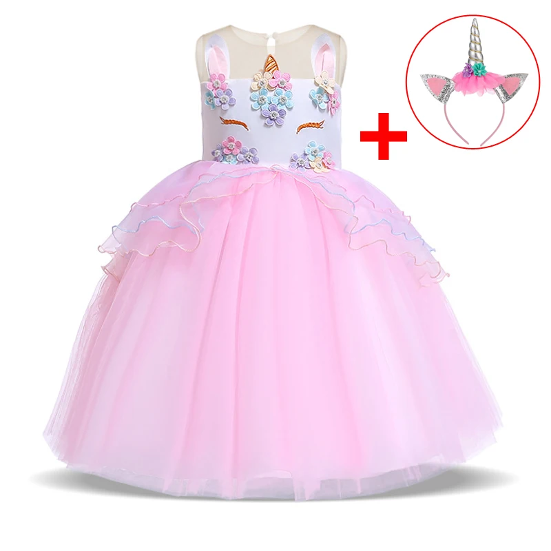 2022 Free Headband Summer Easter Unicorn Dress Kids Dresses For Girls Party Children Toddler Girl Clothes Princess L5066 | Детская