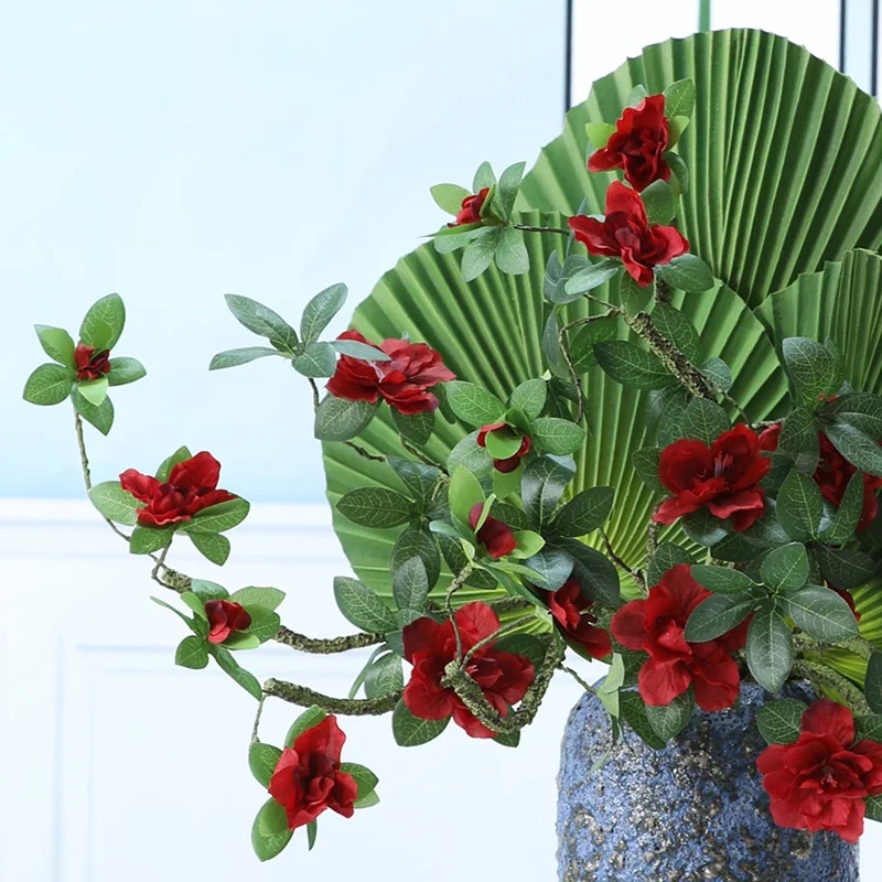 Белая красная Азалея искусственные ветки и зелень подходит для романтической