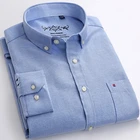Мужская Повседневная рубашка в клеткув полоску, теплая Рабочая Рубашка из ткани Оксфорд с длинными рукавами, накладным нагрудным карманом, воротником на пуговицах, Стандартный крой