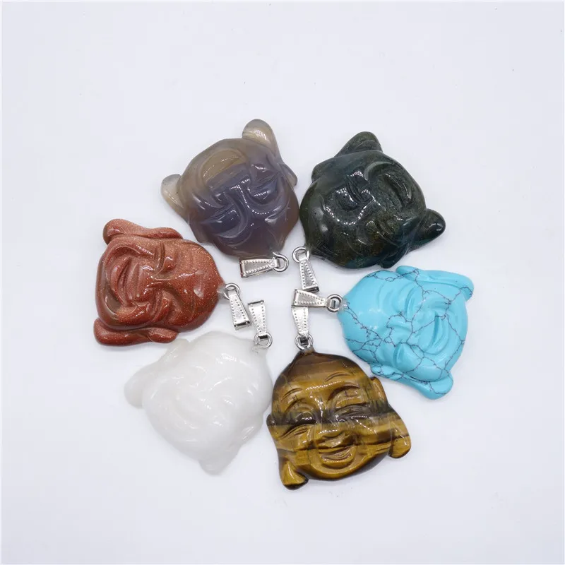 Natural Stone Charm 1PCS DIY Maitreya Stone Pendant Charm Necklaces Jewelry Making