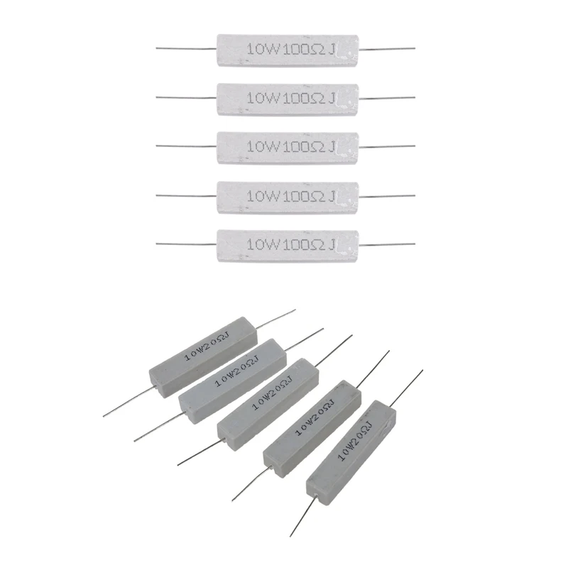 10 шт. Вт 5% проволочный керамический цементный Резистор 5 20 Ом и 100 Ом|Аксессуары