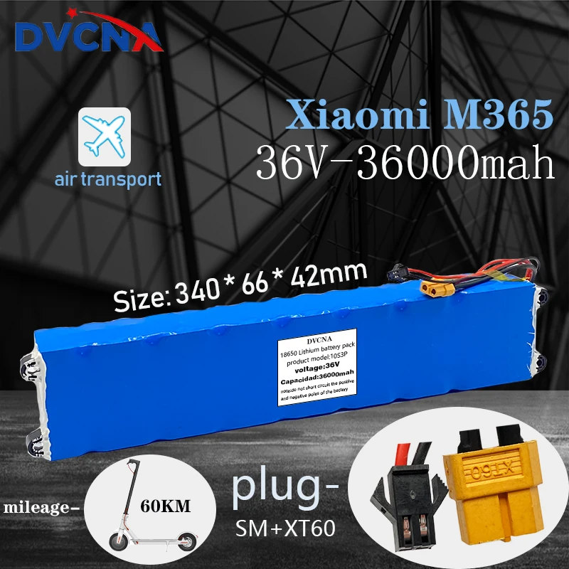 

New high power 36V battery 10s3p 36Ah Xiaomi m365 battery pack 36000mAh is suitable for eBike electric bicycle with BMS XT60