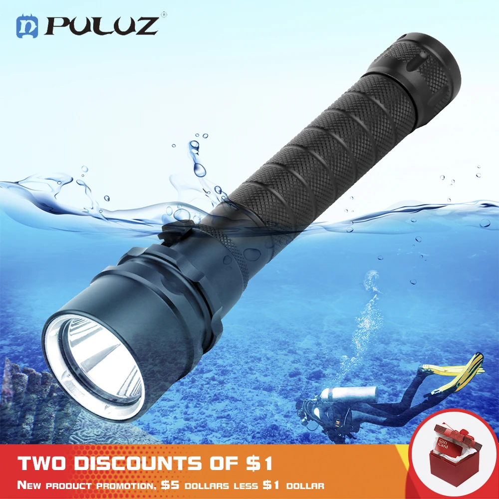 PULUZ 1000LM/3800LM светодиодный фонарик для дайвинга, яркий водонепроницаемый 50 м белый световой факел Размер: 45x30x200 мм