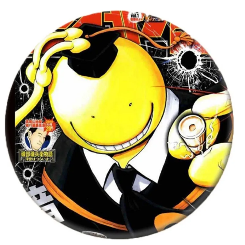 58 мм аниме-Черный Рок-брошь Korosensei косплэй Shiota Nagisa знак рюкзаки одежда для женщин