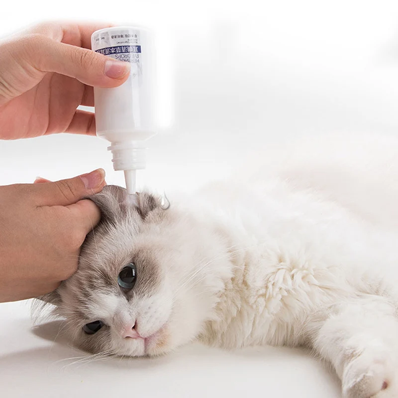 

Pet Eye Drops Ear Cleaning Liquid Pet Cat Dog Auricular Mites Killer Puppy Kitten Non-toxic Ear Eye Against Infection Supplies