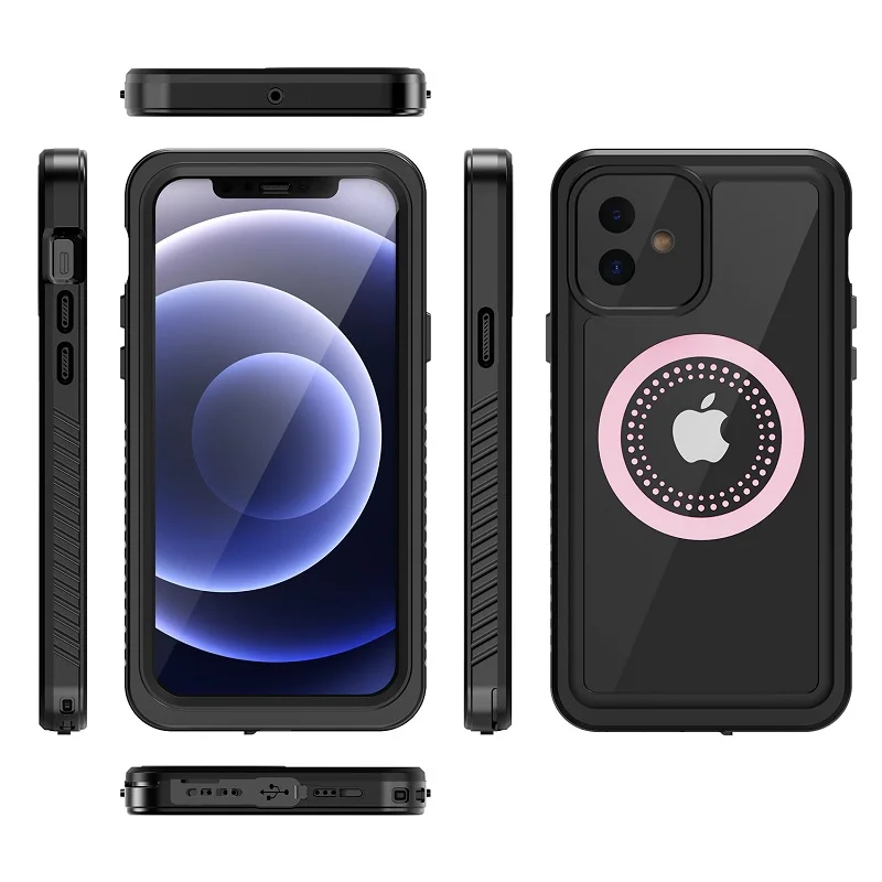 

Новый Стильный Магнитный Водонепроницаемый чехол для телефона IP68 Защита от падения корпус Беспроводное зарядное устройство защитный чехо...