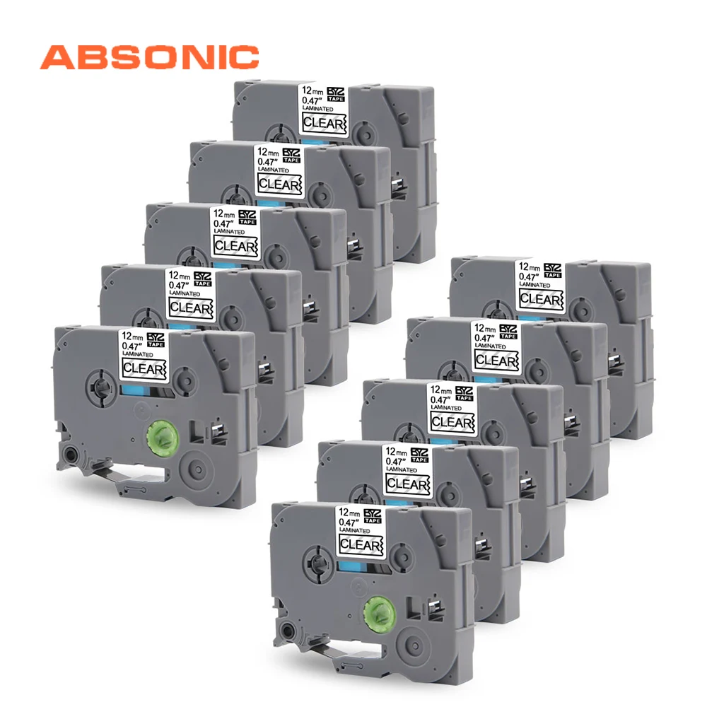 Absonic 10 шт. TZ TZe 131 черная на прозрачной этикетке лента для принтера Brother TZe131 P touch TZ131