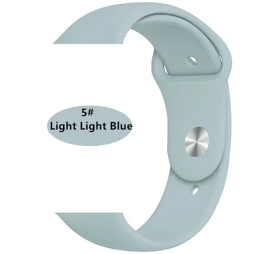 light light blue 5 Новые спортивные силиконовые часы для apple watch band 4 44 мм 40 мм(iwatch 5) apple watch 3 2 1 42 мм 38 мм аксессуары для наручных браслетов - Цвет ремешка: light light blue 5