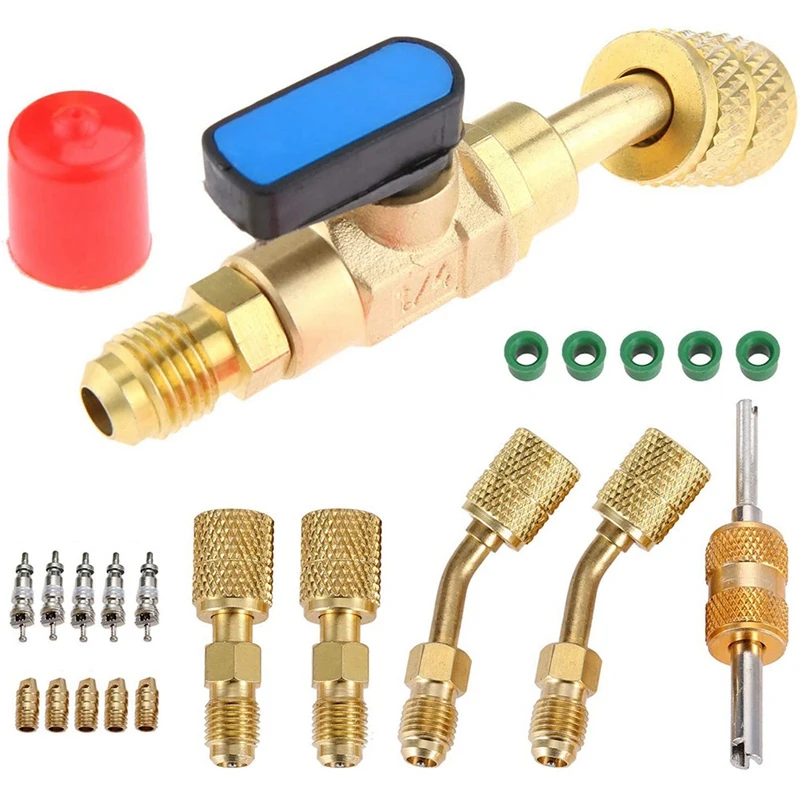 

R410A Adapter for Mini Split System, Ball Valve Adapter, Charging Vacuum Port Adapter for HVAC Refrigeration