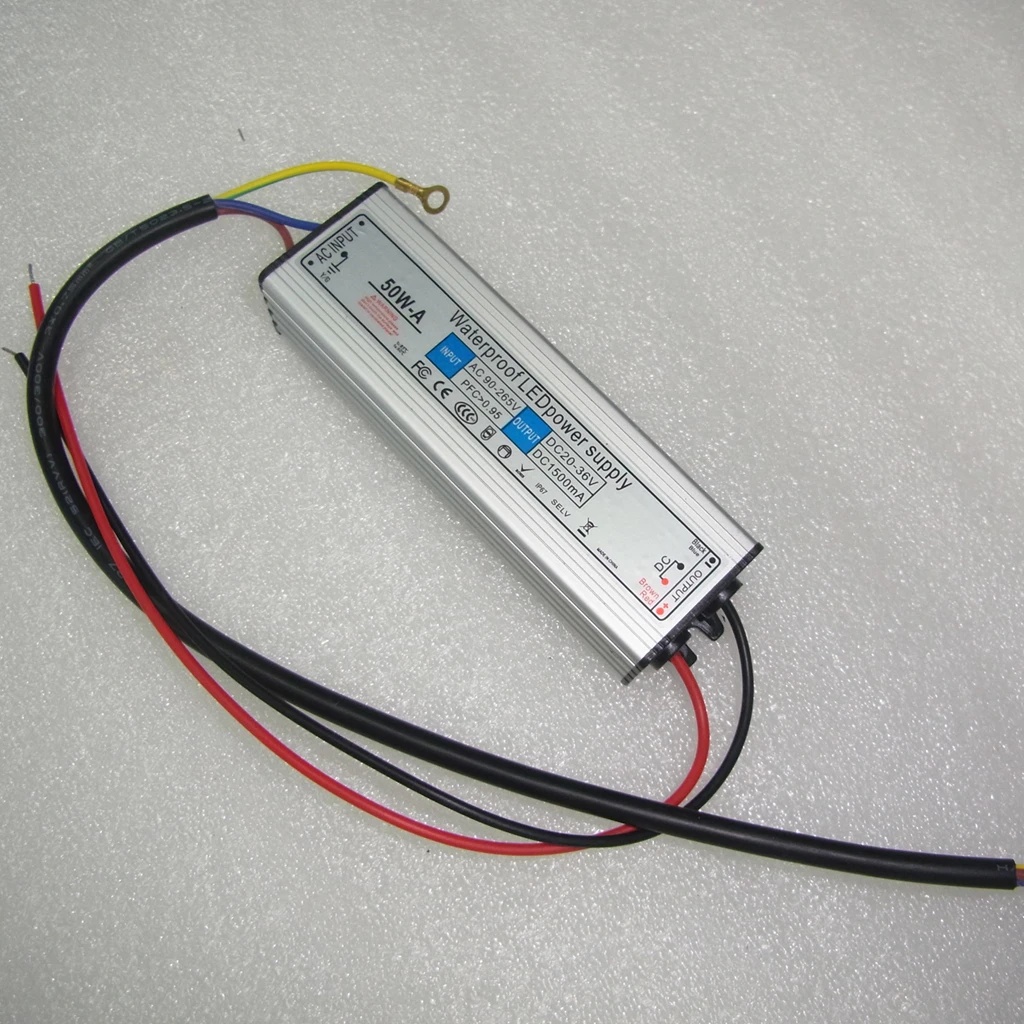 50 Вт IP67 Водонепроницаемый источник питания постоянного тока 20 в до 36 1500 мА с