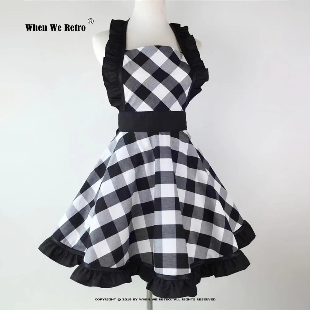 Винтажный хлопковый фартук в стиле ретро SP1562 кухонные фартуки на шнуровке с