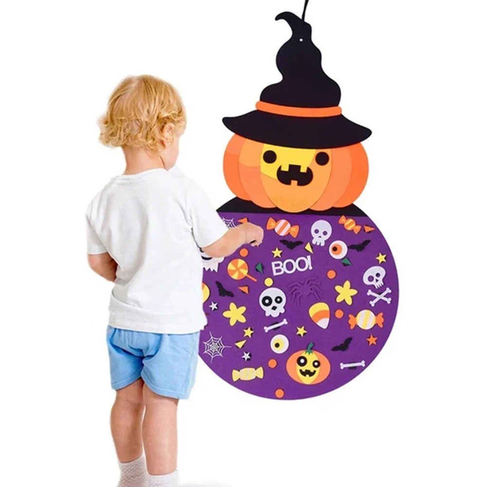

Kids Halloween DIY Felt Craft Home Party Decoration Felt Halloween Pumpkin Witch C44