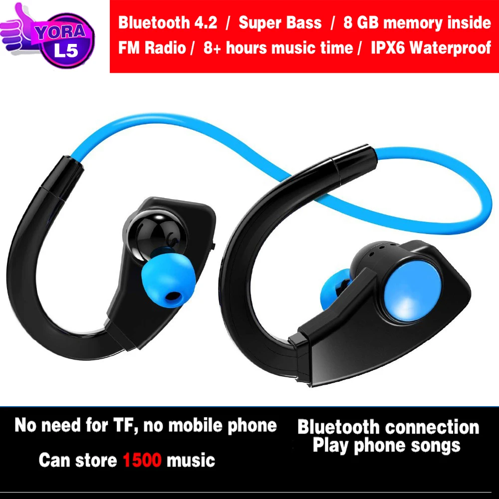 Bluetooth наушники Mp3 музыкальный плеер Спортивные Беспроводные водонепроницаемые