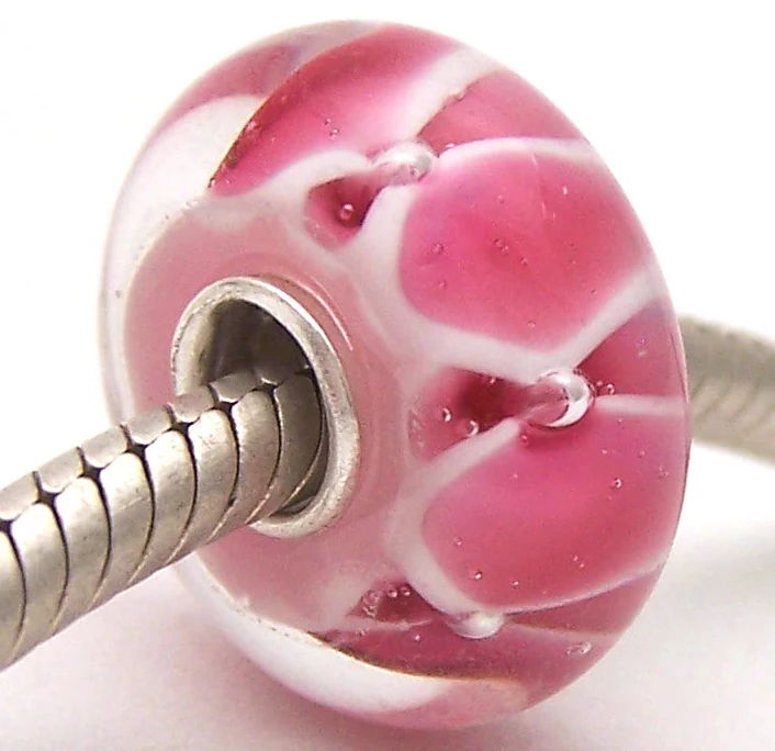 

PJG2916 100% S925 Sterling Silver Beads Murano Glass beads Fit European Charms Bracelet charms diy jewelry Lampwork GlassBeads
